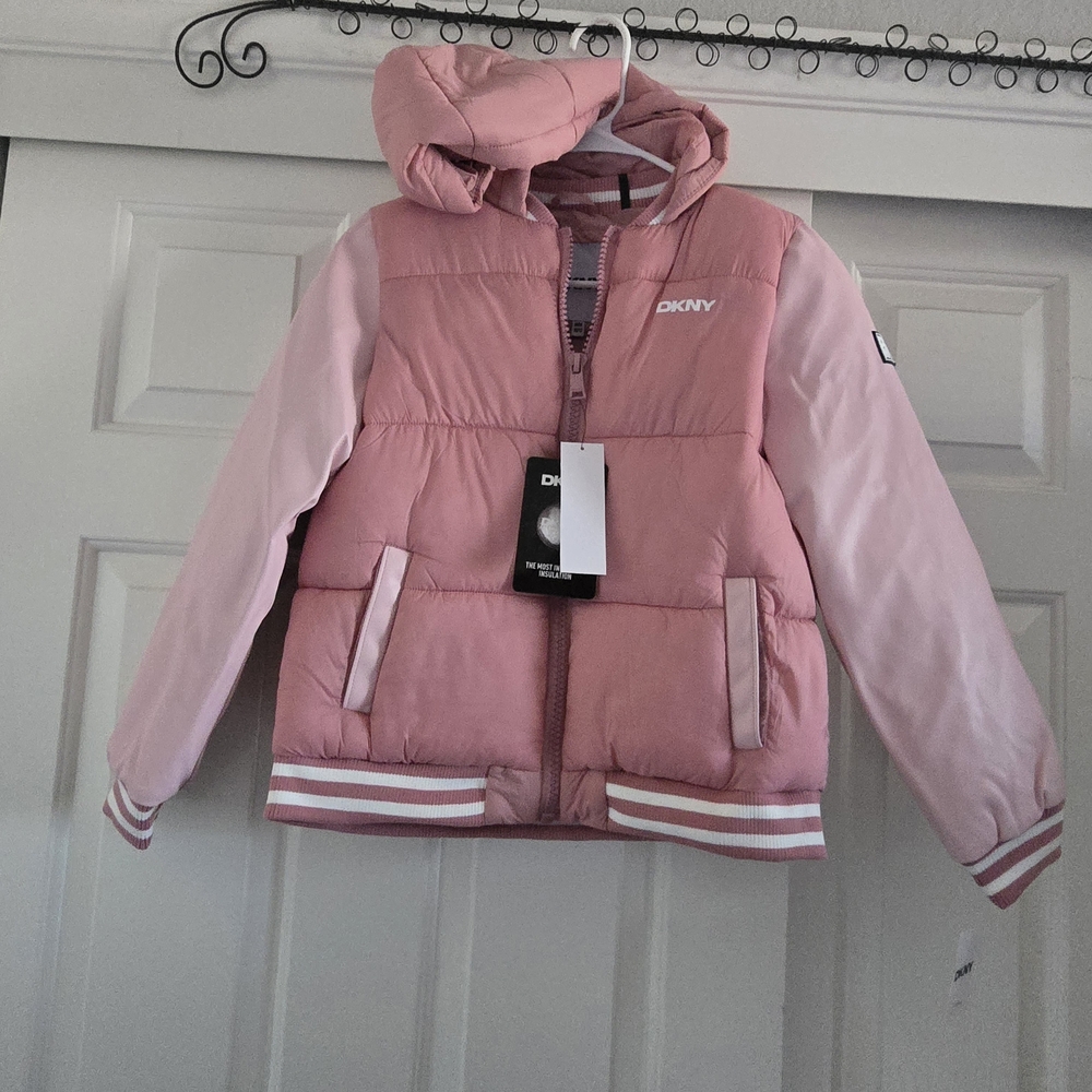DKNY Light Pink Kids Puffer Coat